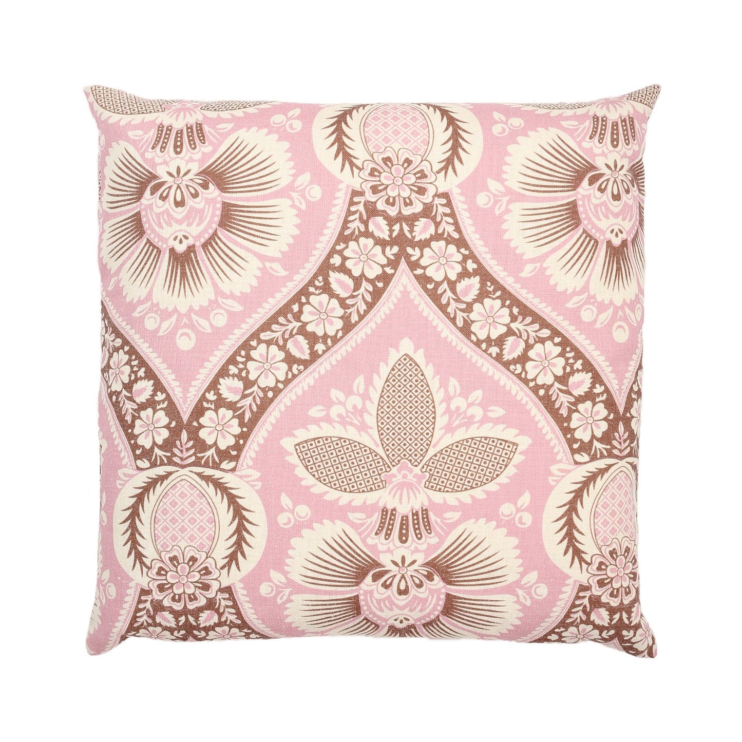 Taupe Patterns On Pink With Feather Down Insert Pillow