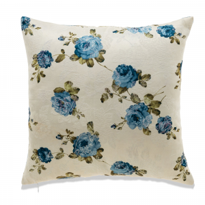 Blue Roses On White With Feather Down Insert Pillow