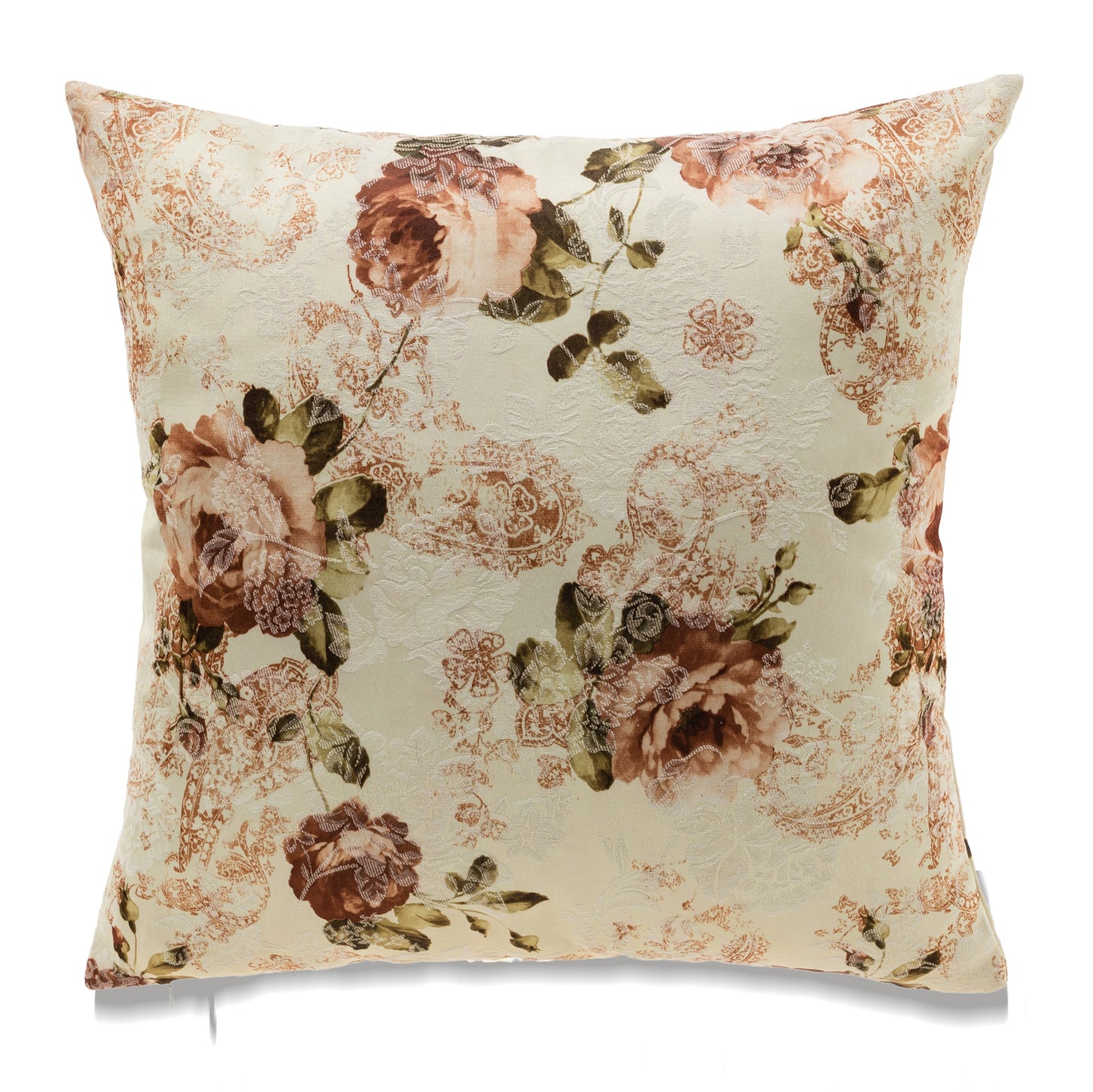 Muted Tone Rose Pattern With Feather Down Insert Pillow