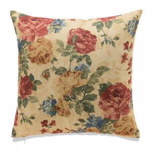 Multi Colored Flowers On Cream With Feather Down Insert Pillow