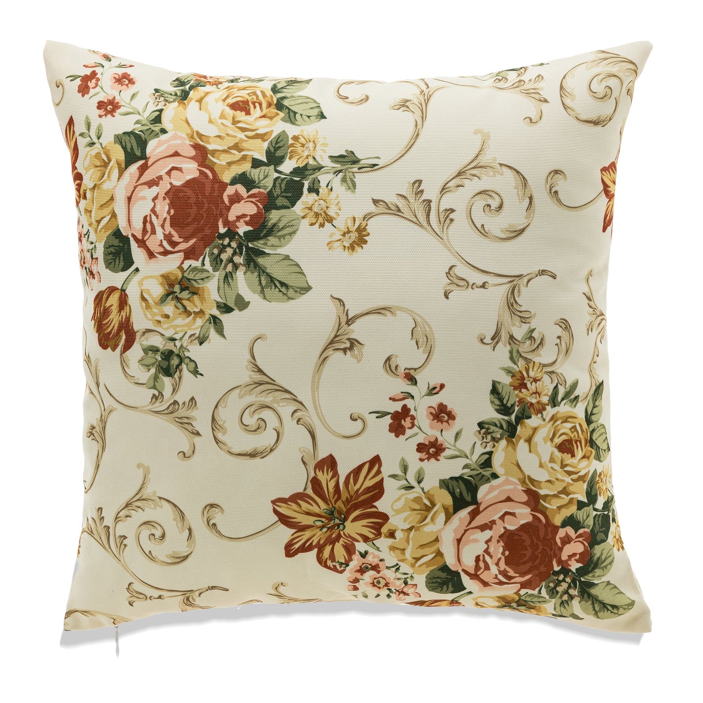 Muted Colored Flowers On White With Feather Down Insert Pillow