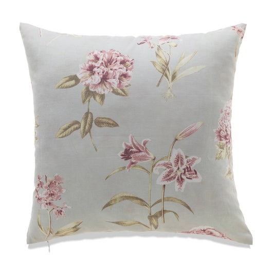 Pink And White Flowers On Light Blue With Feather Down Insert Pillow