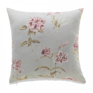 Pink And White Flowers On Light Blue With Feather Down Insert Pillow