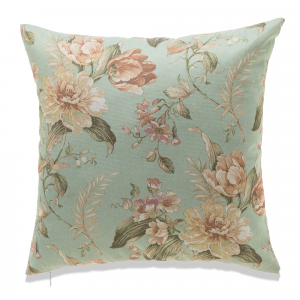 Pink And White Flowers On Light Green With Feather Down Insert Pillow