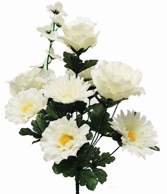 Cream Roses And Gerbera Daisies Bunch Artificial Flower