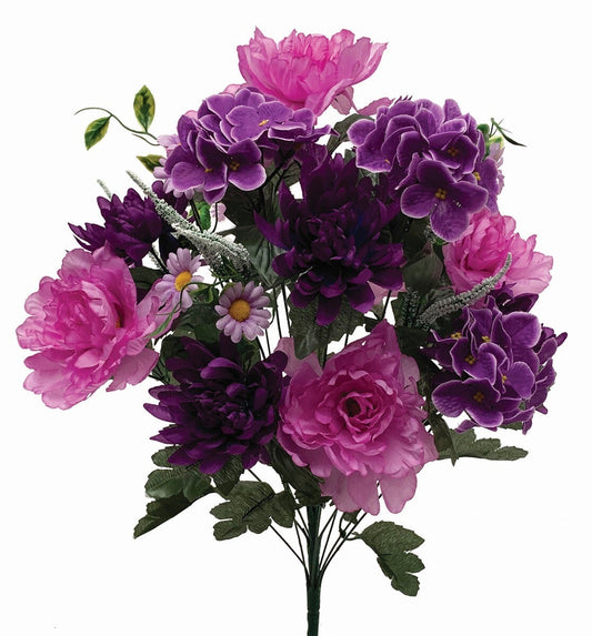 Pink And Purple Mums,Hydrangeas And Mums Bouquet Artificial Flower