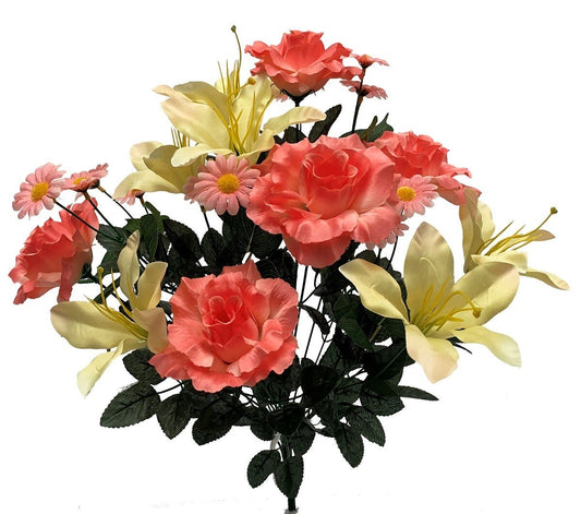 Corals And Creams Bouquet Artificial Flower