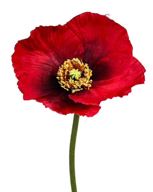 Red Poppy Garden Stem Artificial Flower