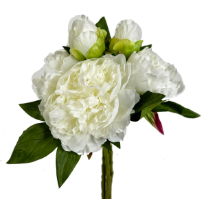 Creamy White Raffia Tied Peony Bouquet Artificial Flower