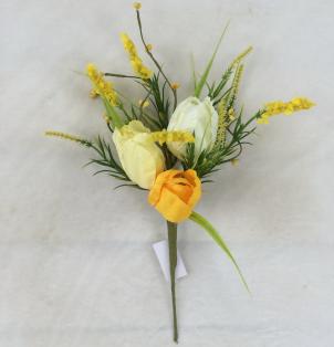 Cream And Yellow Tulips Pick Artificial Flower