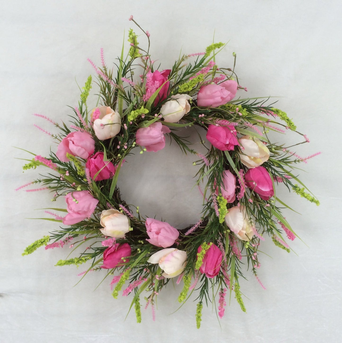 Pink And White Tulips Wreath