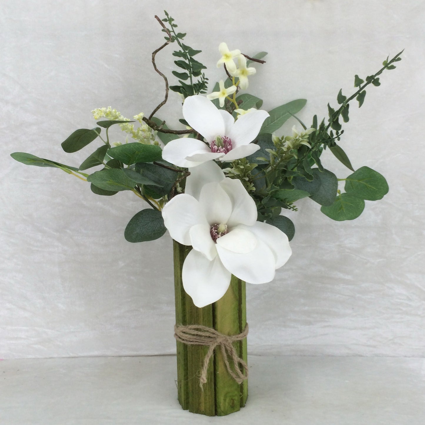 Magnolias In Bamboo Vase Artificial Flower