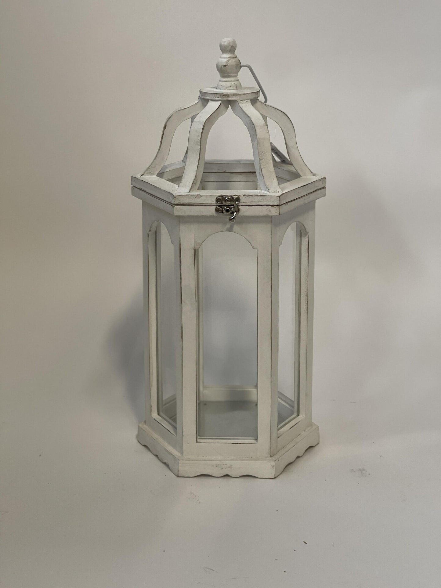 Wooden Hexagon Shape With Glass Walls Lantern