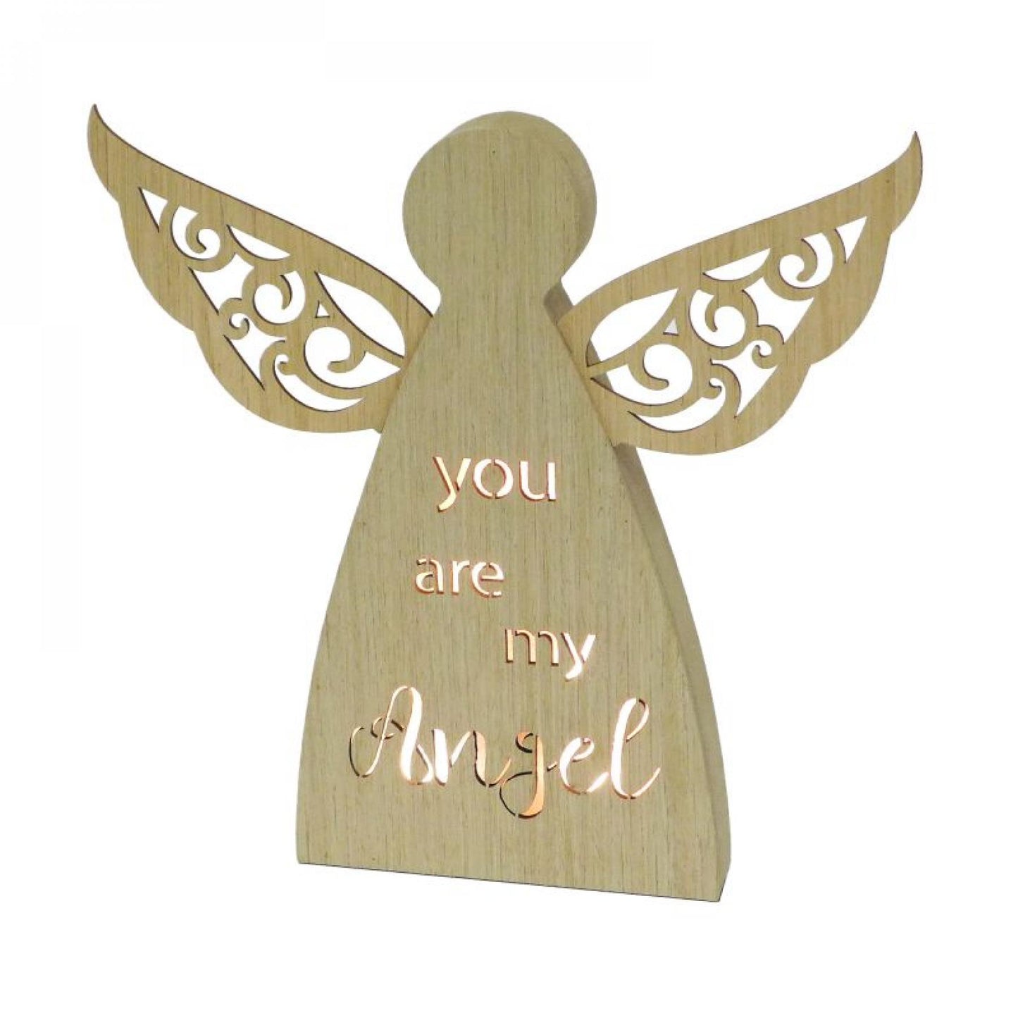 Led Lit Winged Angel With Text - You Are My Angel Block Sign