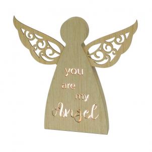 Led Lit Winged Angel With Text - You Are My Angel Block Sign