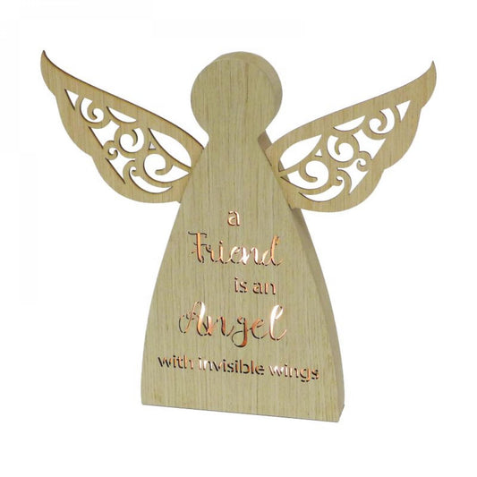 Led Lit Winged Angel With Text - Friend Block Sign