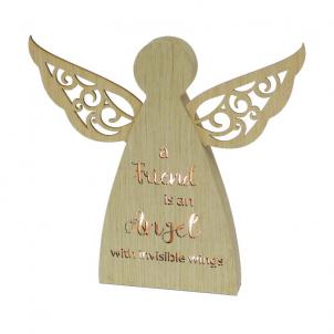 Led Lit Winged Angel With Text - Friend Block Sign