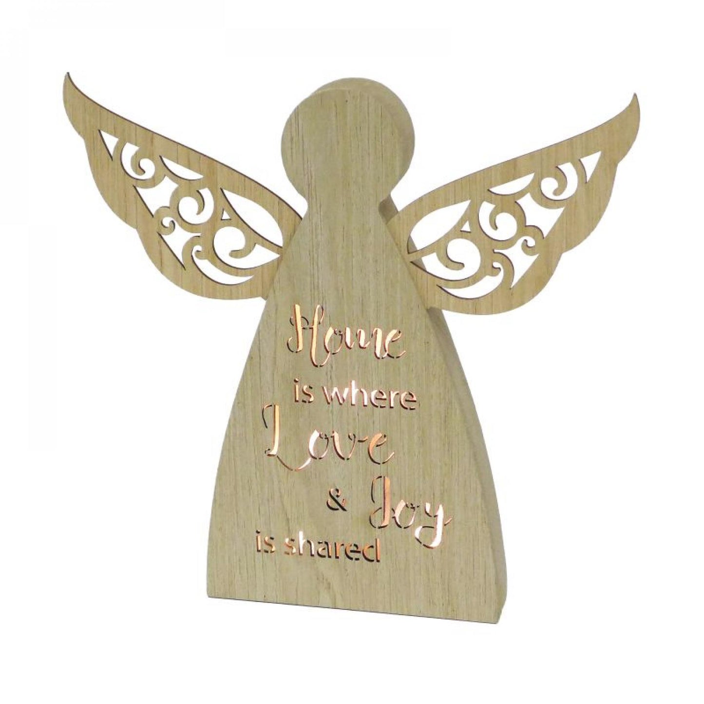 Led Light Winged Angel- Home Is Where Love & Joy Is Shared Block Sign