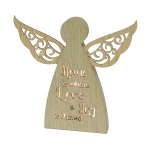 Led Light Winged Angel- Home Is Where Love & Joy Is Shared Block Sign