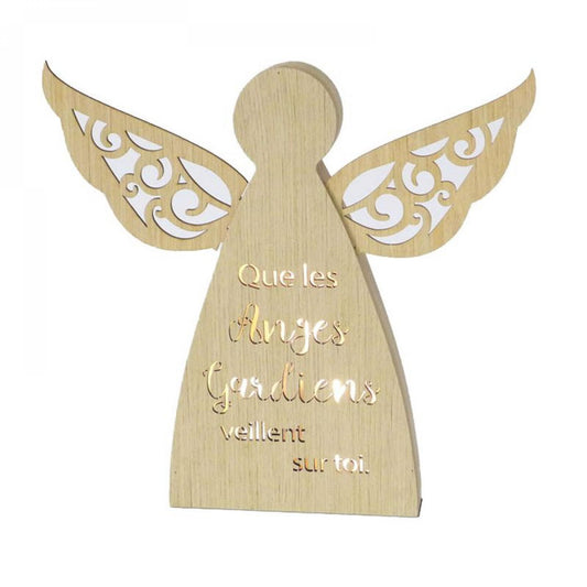 Led Lit Angel With French Text- Anges Gardiens Figurine