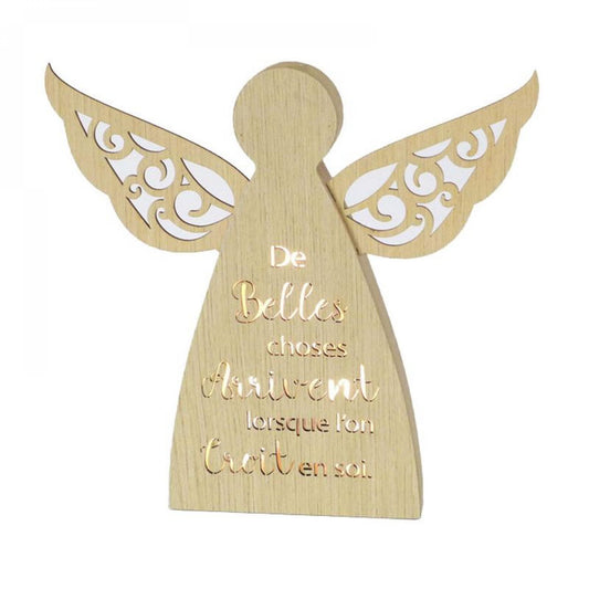 Led Lit Angel With French Text- Croit Figurine