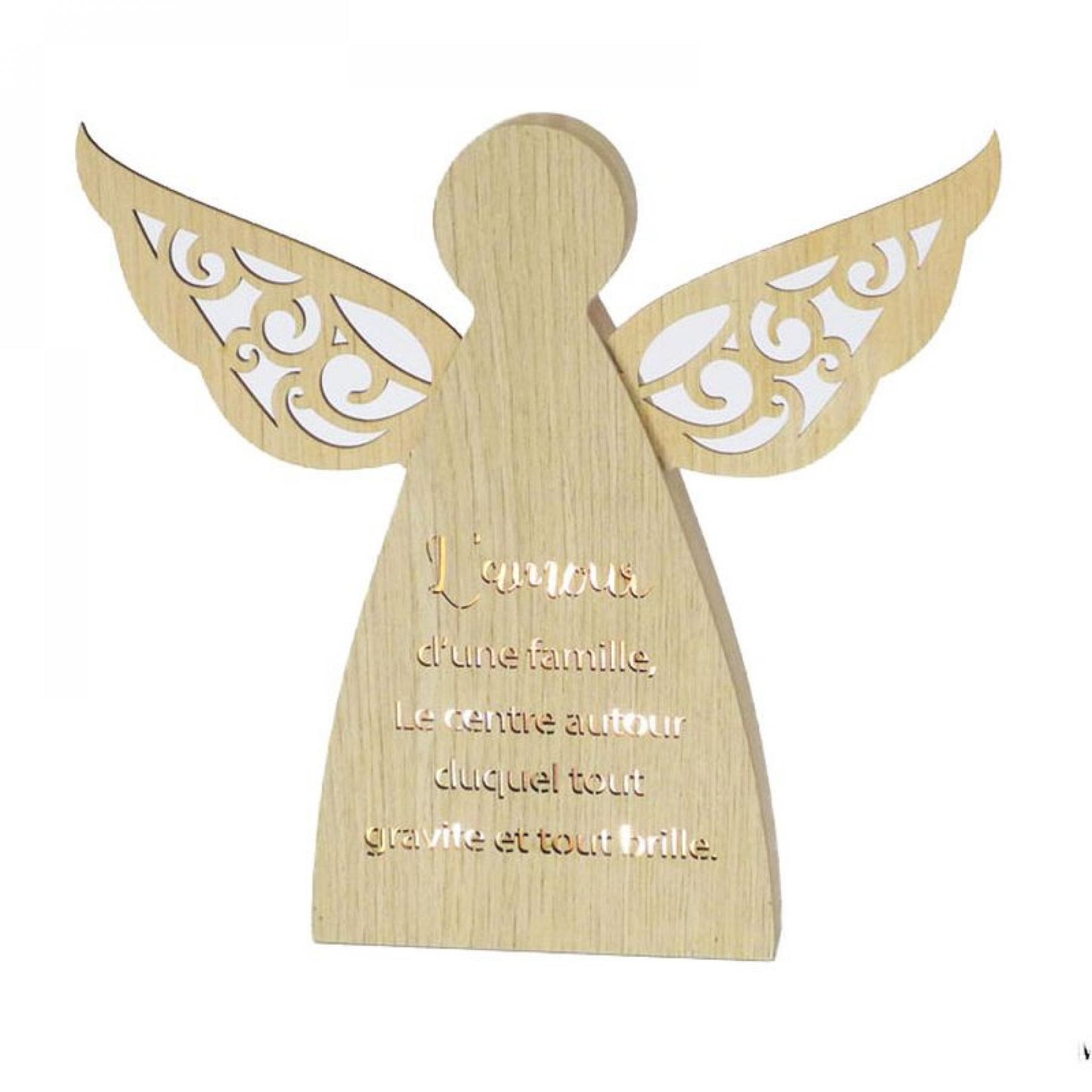 Led Lit Angel With French Text- Famille Figurine