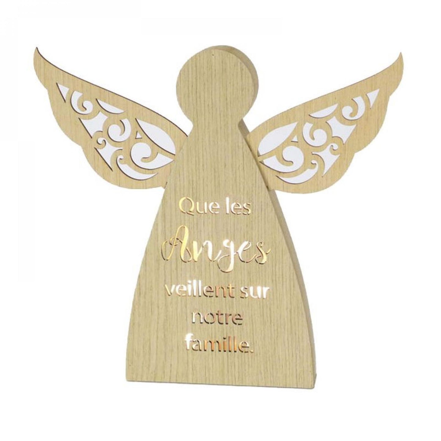 Led Lit Angel With French Text- Anges Figurine