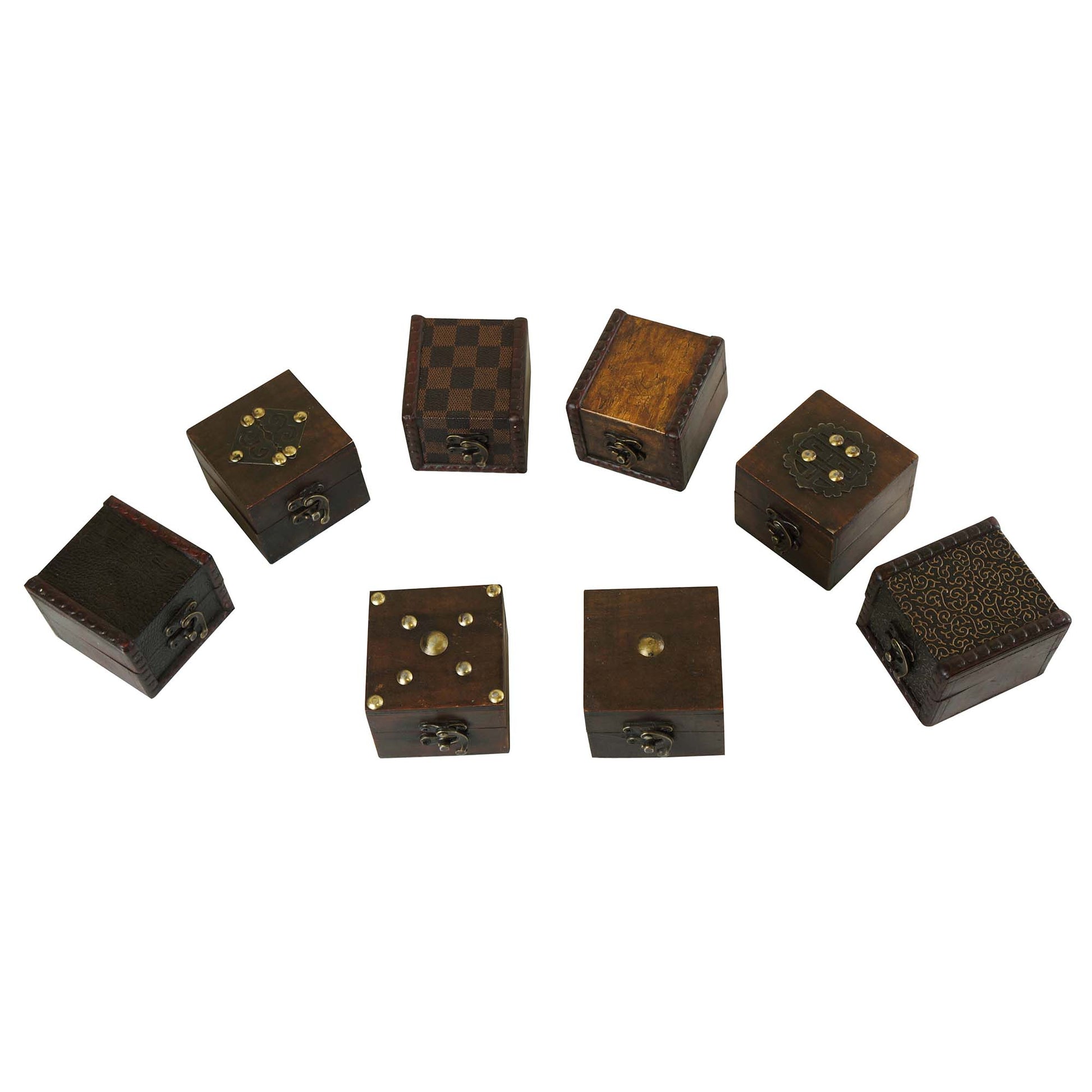 Set Of 8 Assorted Patterns Mini Decorative Boxes