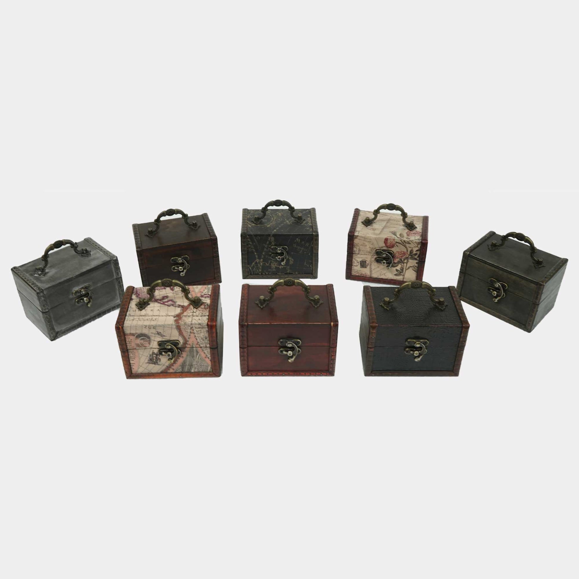 Set Of 8 Assorted Colors Mini Treasure Chest Boxes