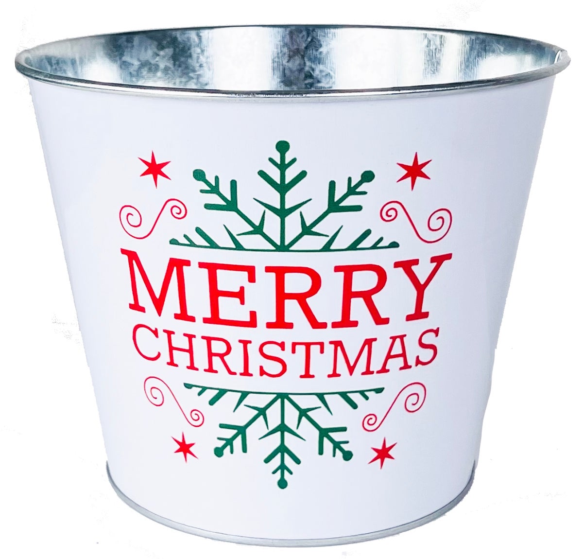 Merry Christmas Printed Metal Pot Planter