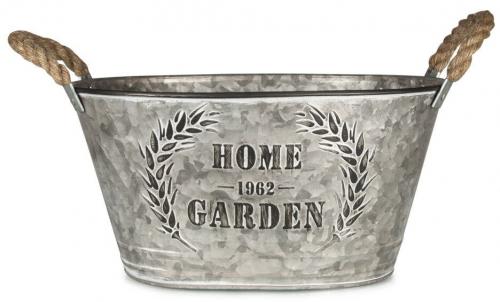 Silver With Rope Handles Home Garden Text Bucket