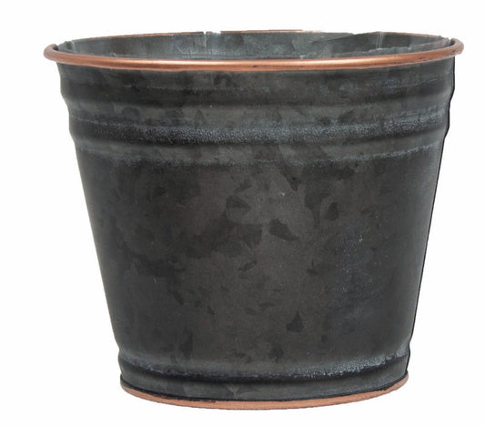 Copper Rimmed Black Metal Planter