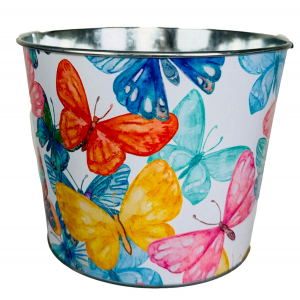 Beautiful Butterflies Printed Metal Planter
