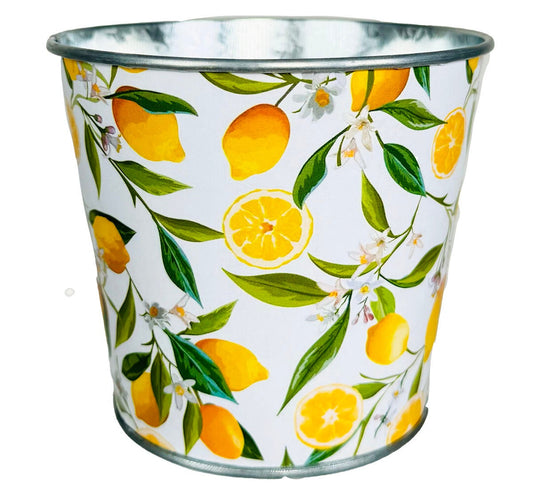 Lemon Branches Metal Planter
