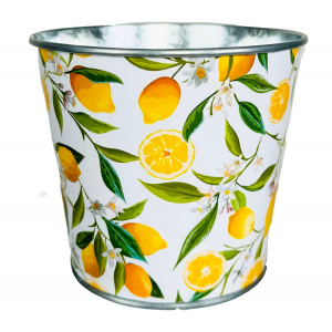 Lemon Branches Metal Planter