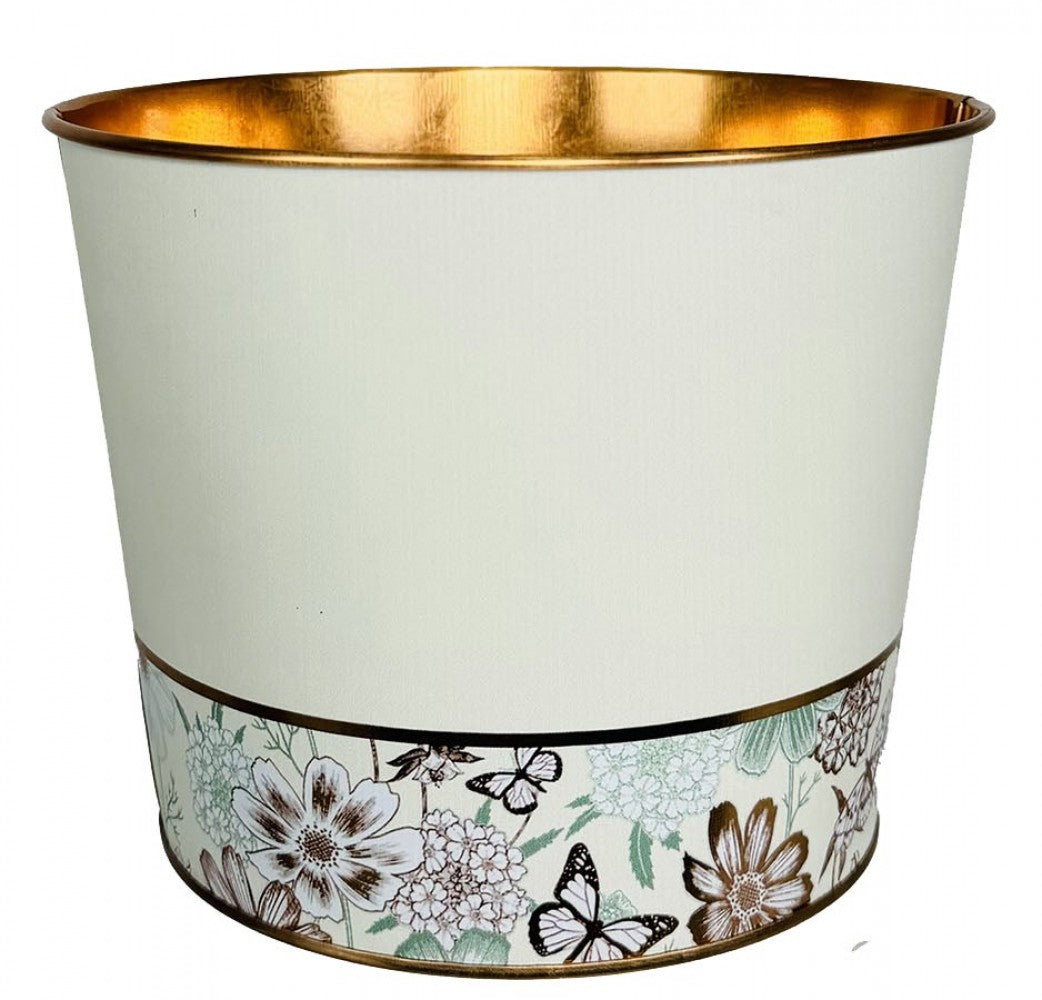 Garden Chic Cream With Floral Band Planter