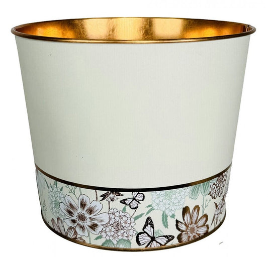Garden Chic Cream With Floral Band Planter