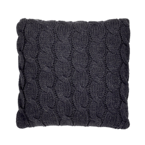 Dark Heather Cable Knit With Feather Down Insert Euro Pillow