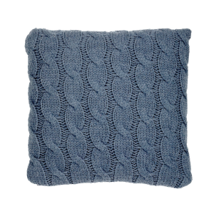 Indigo Blue Cable Knit With Feather Down Insert Pillow