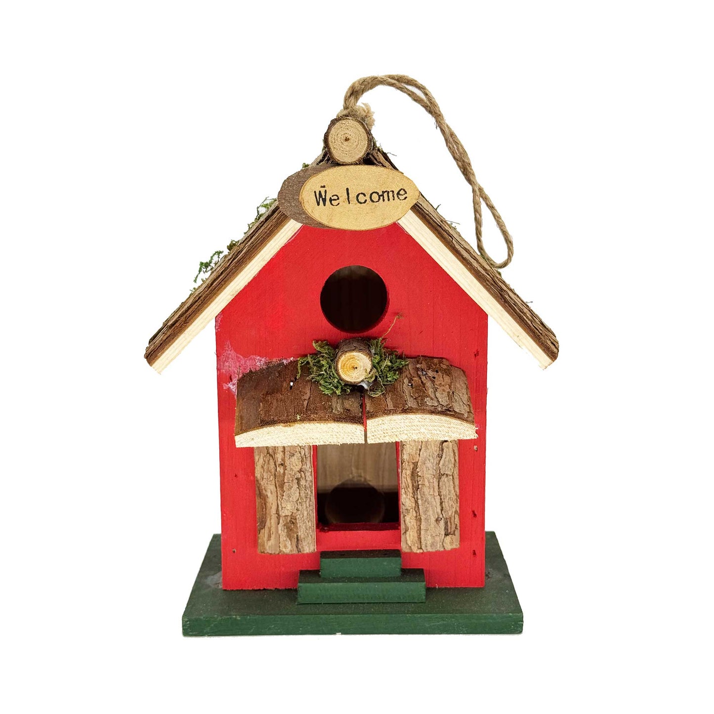 Rustic Timber Doorway With Welcome Sign Bird House