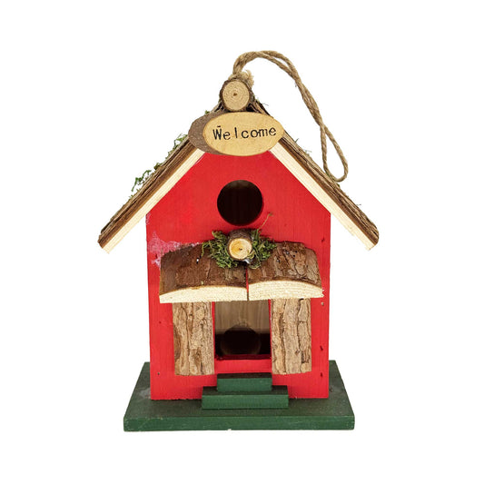 Rustic Timber Doorway With Welcome Sign Bird House