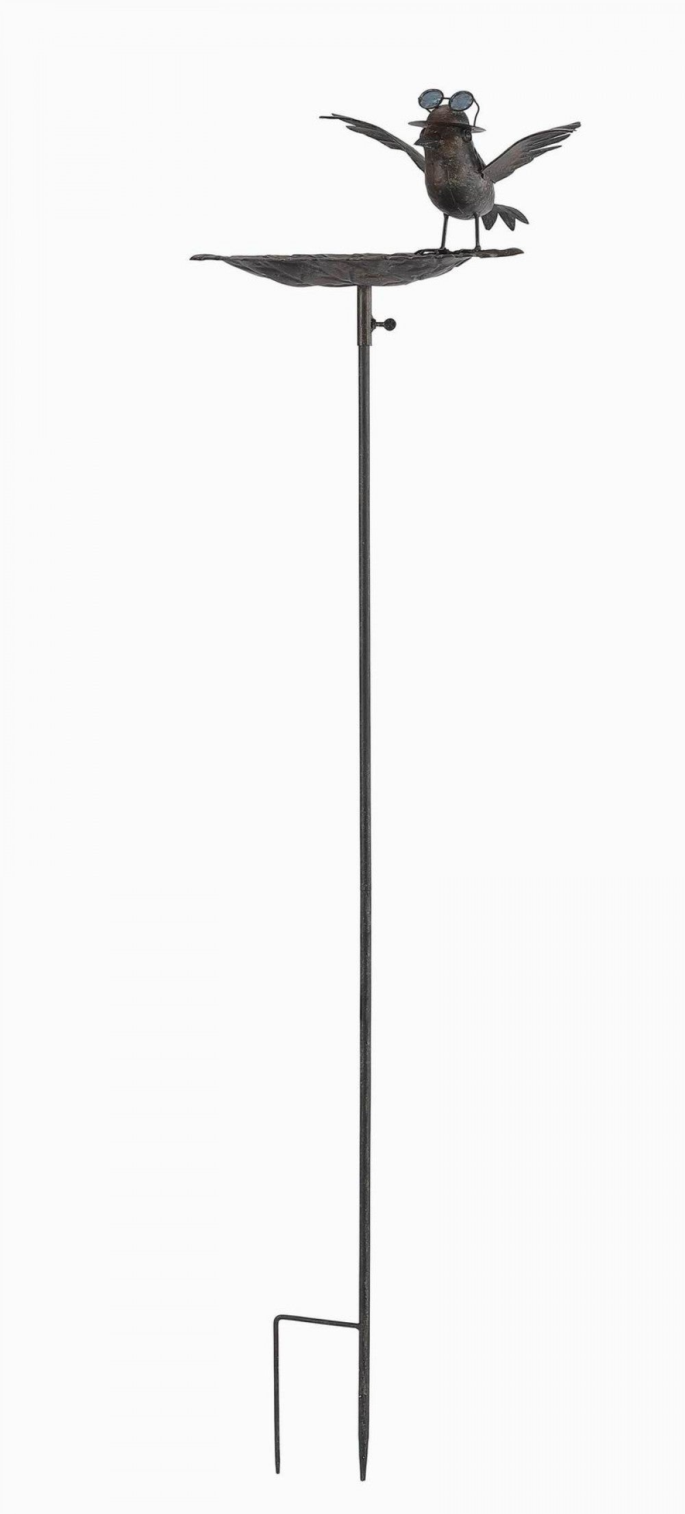 Bird Wearing A Hat And Glasses On A Bird Feeder Bowl Garden Stake