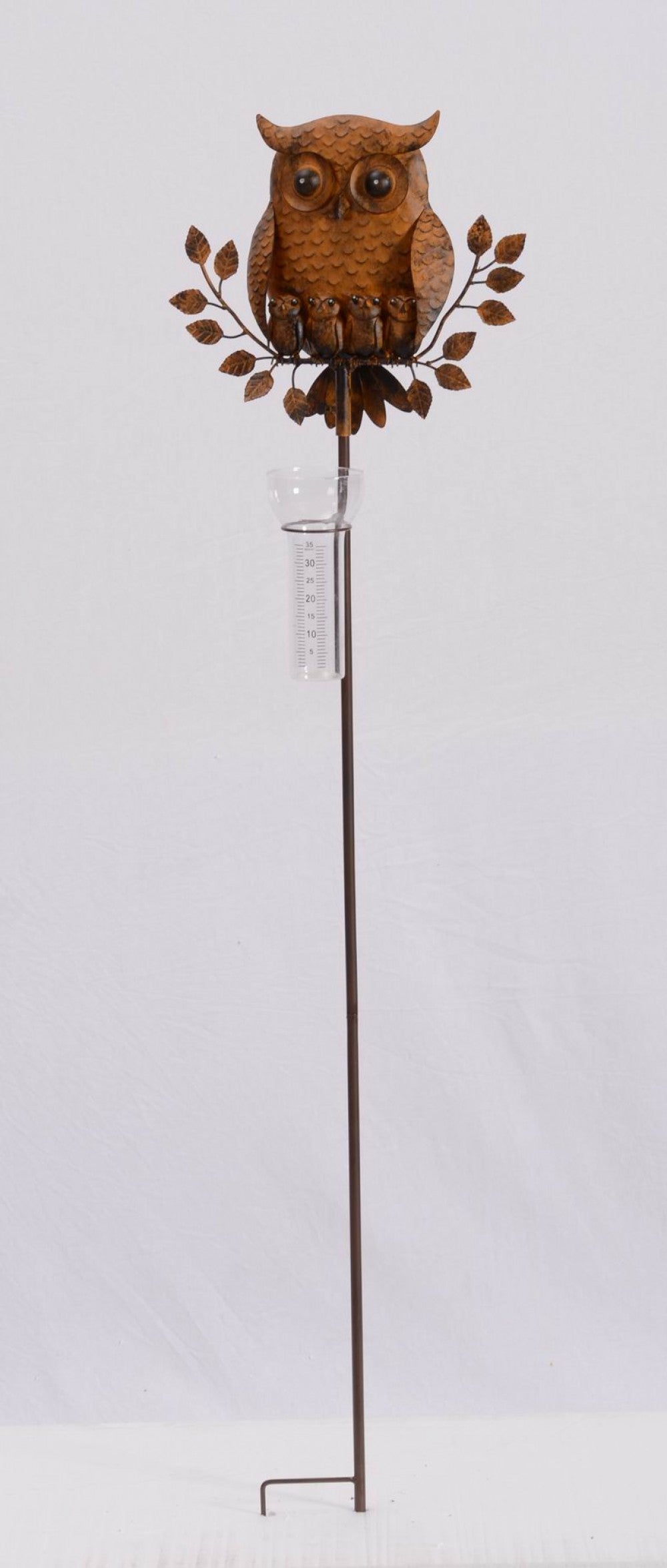 Rustic Owl With A Rain Gauge Garden Stake