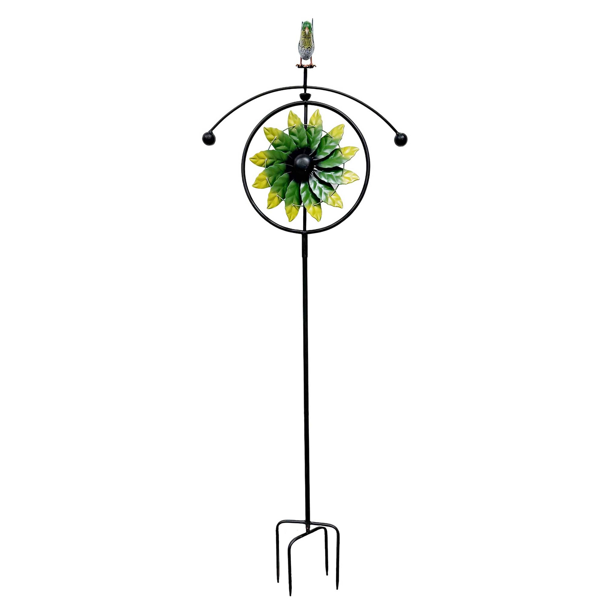 Hummingbird On A Flower Circle Spinning Garden Stake