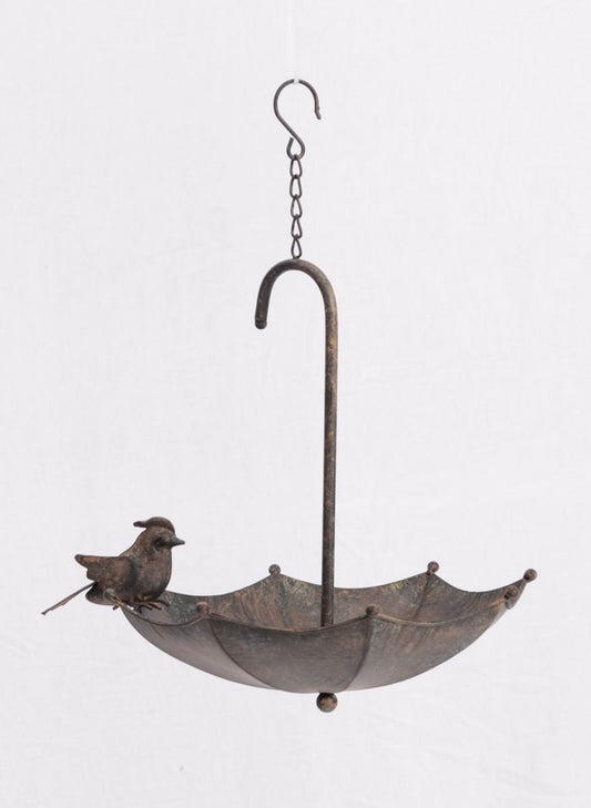 Rustic Umbrella With Bird Hanging Bird Feeder