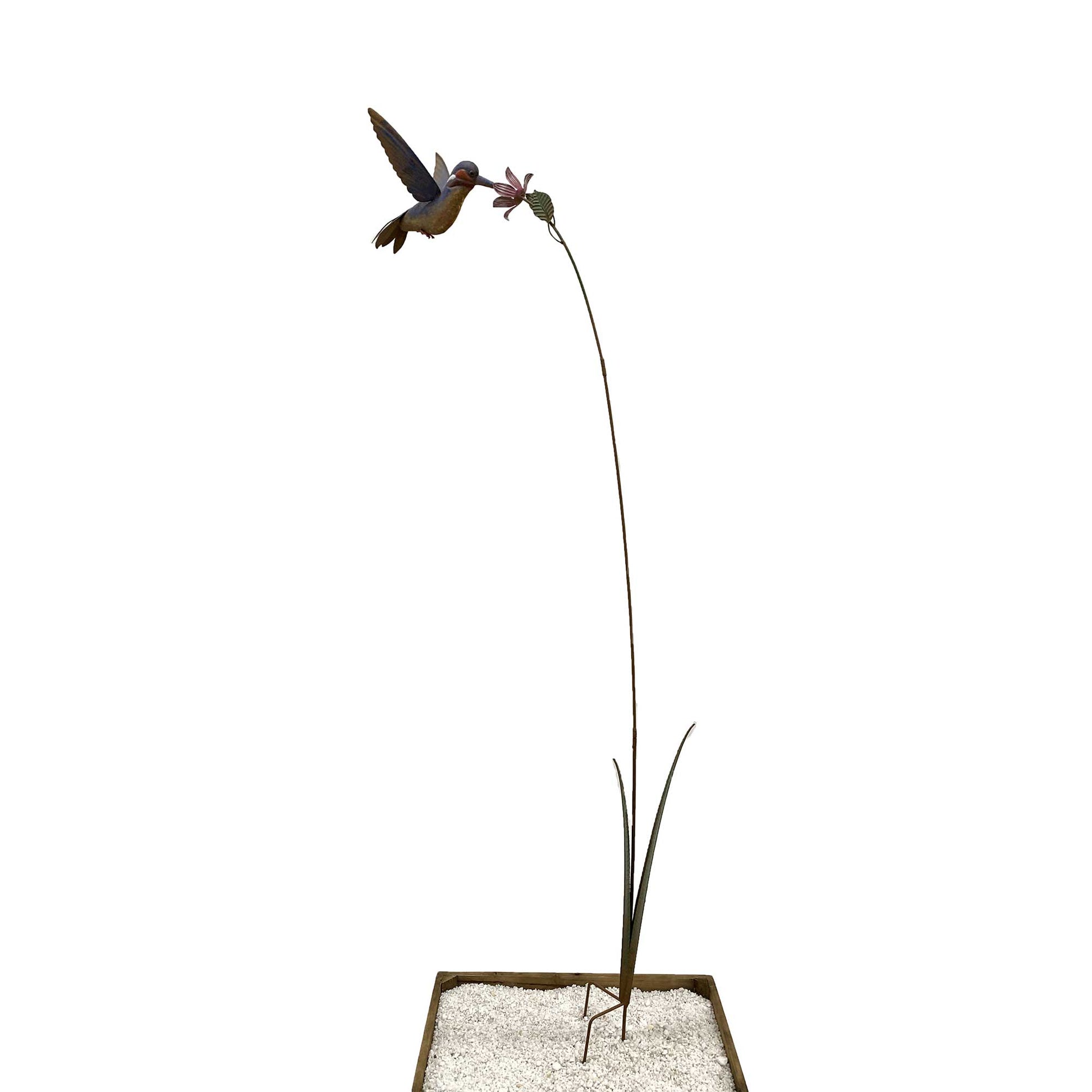 Colourful Hummingbird On A Flower Garden Stake