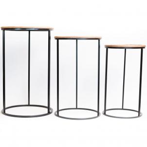 Set Of 3 Bamboo Tops On Metal Plant Stand