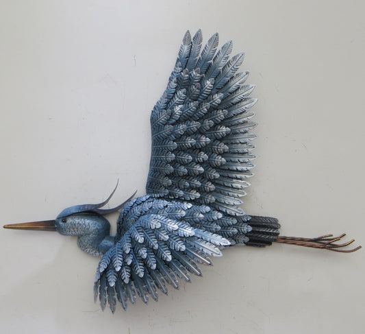 Blue Heron In Flight Metal Wall Decor