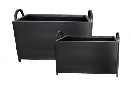 Set Of 2 Matte Black Rectangular Planters