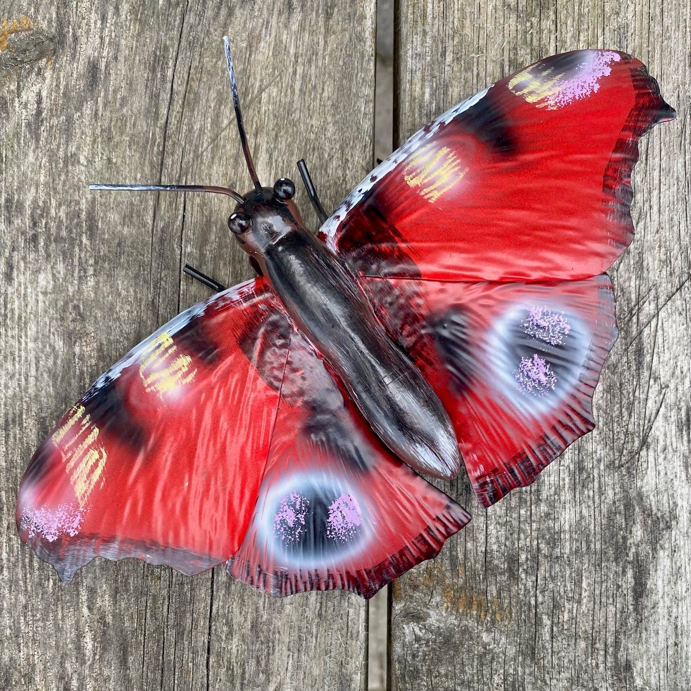 Metal Red Butterfly Wall Decor